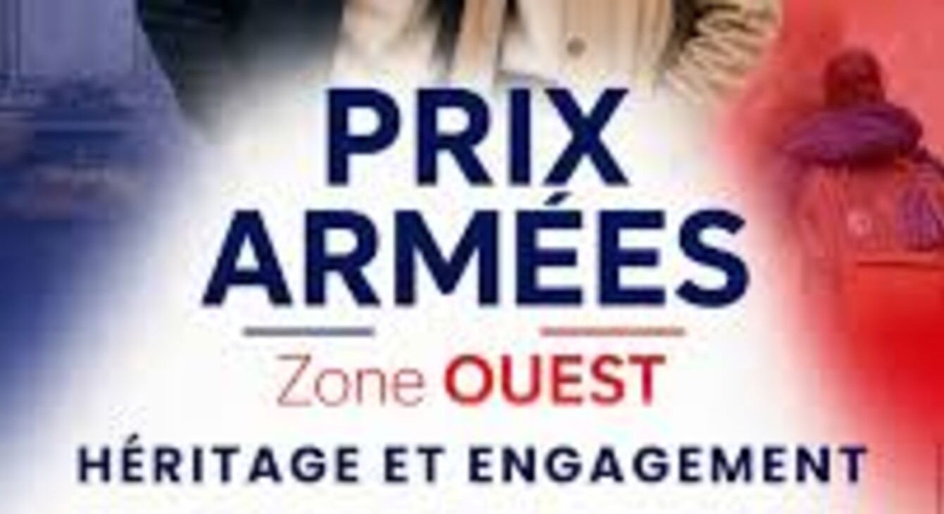 Affiche avec un garçon et une jeune fille, devant les couleurs tricolores. 
